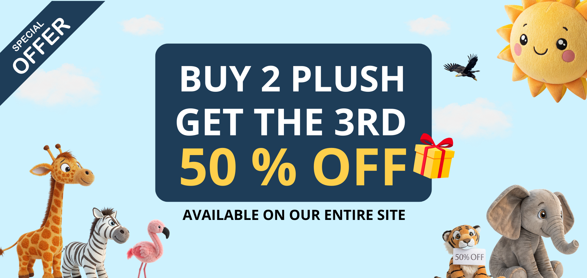 An advertisement for a plush toy sale.