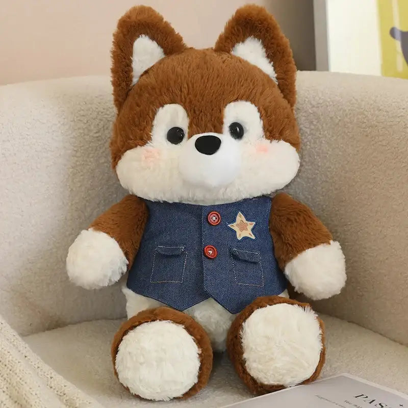 Brown Wolf Stuffed Animal - With Jacket