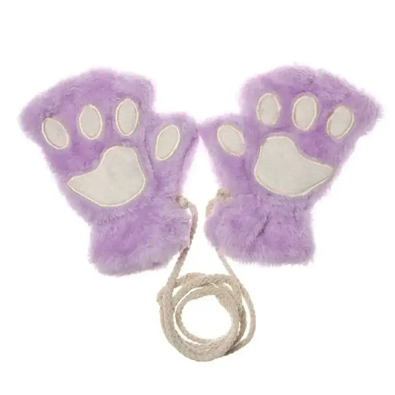 Bunny Paw Gloves - purple