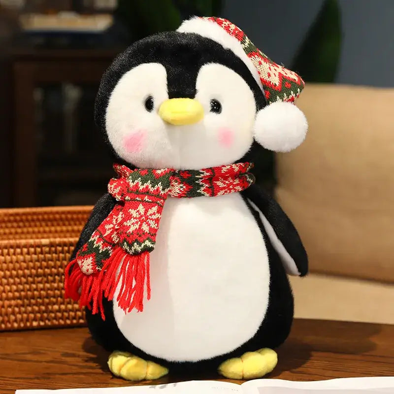 Christmas Penguin Stuffed Animal - Red / 9.8 inches