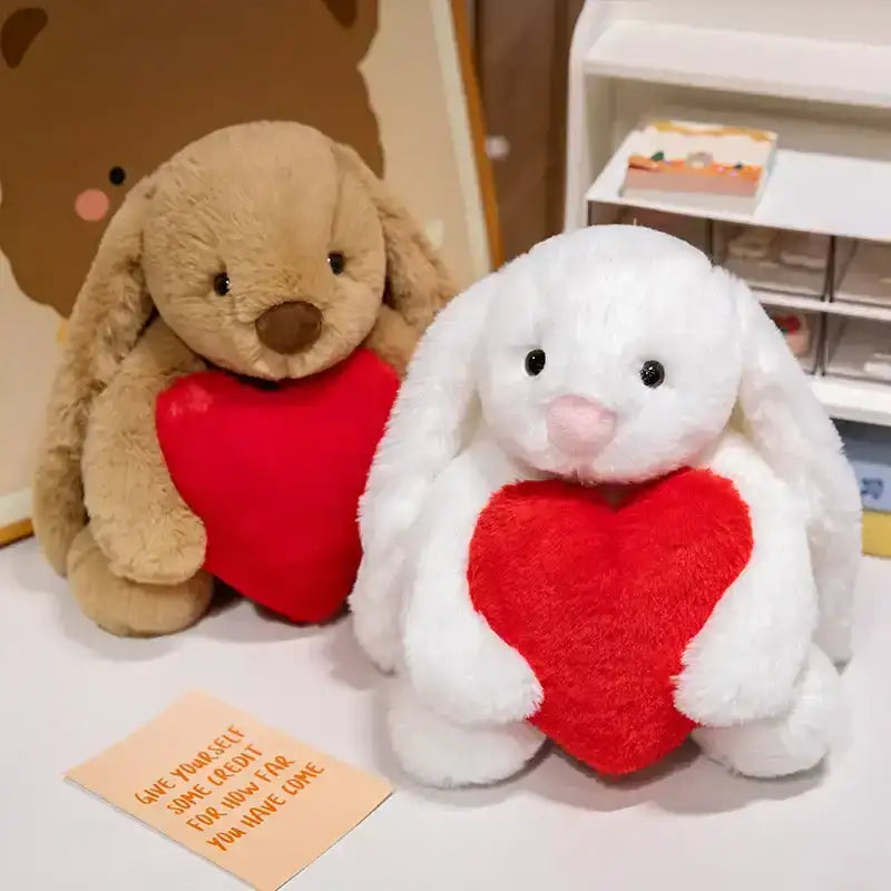 Love Bunny Plush - White and Brown / 11.81