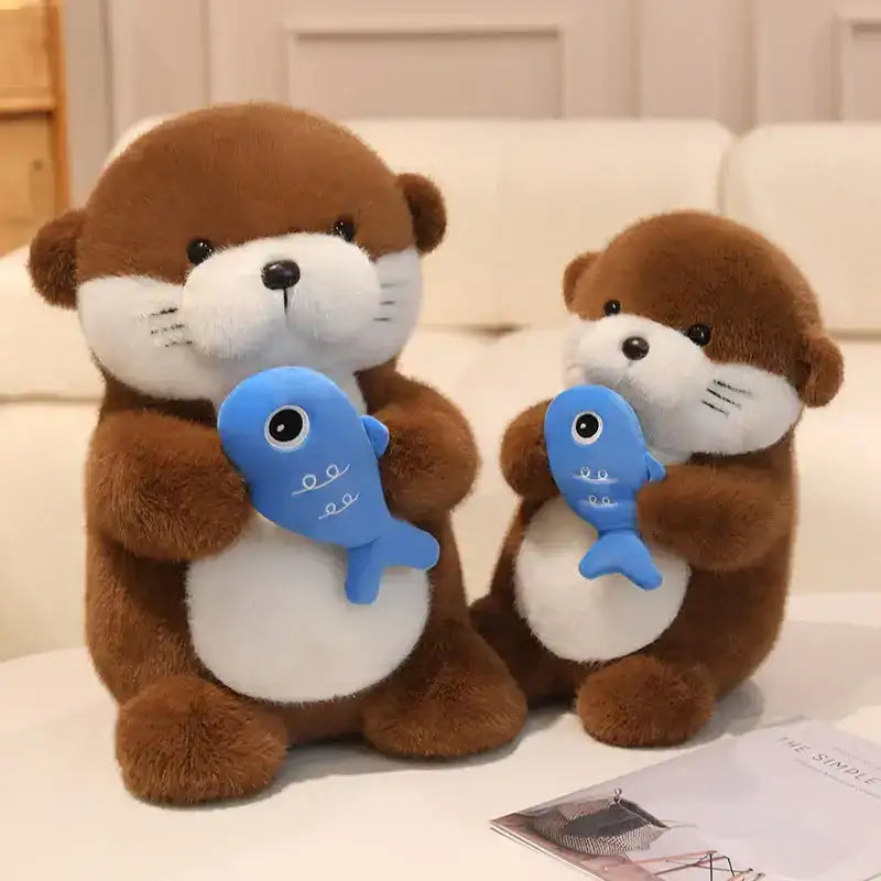 Otter Holding Fish Plush - 13.8