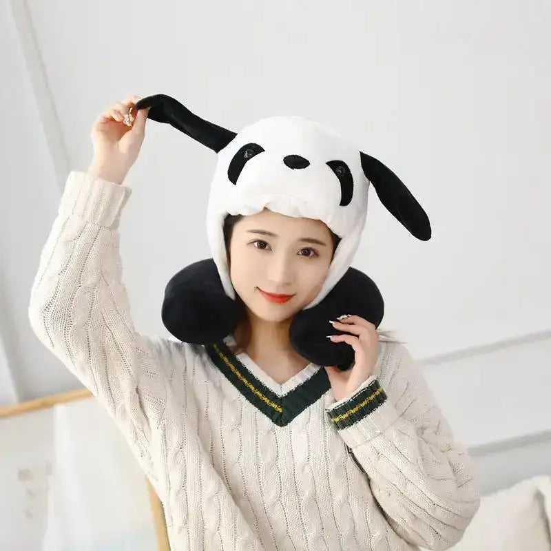 Panda Neck Pillow With Hood