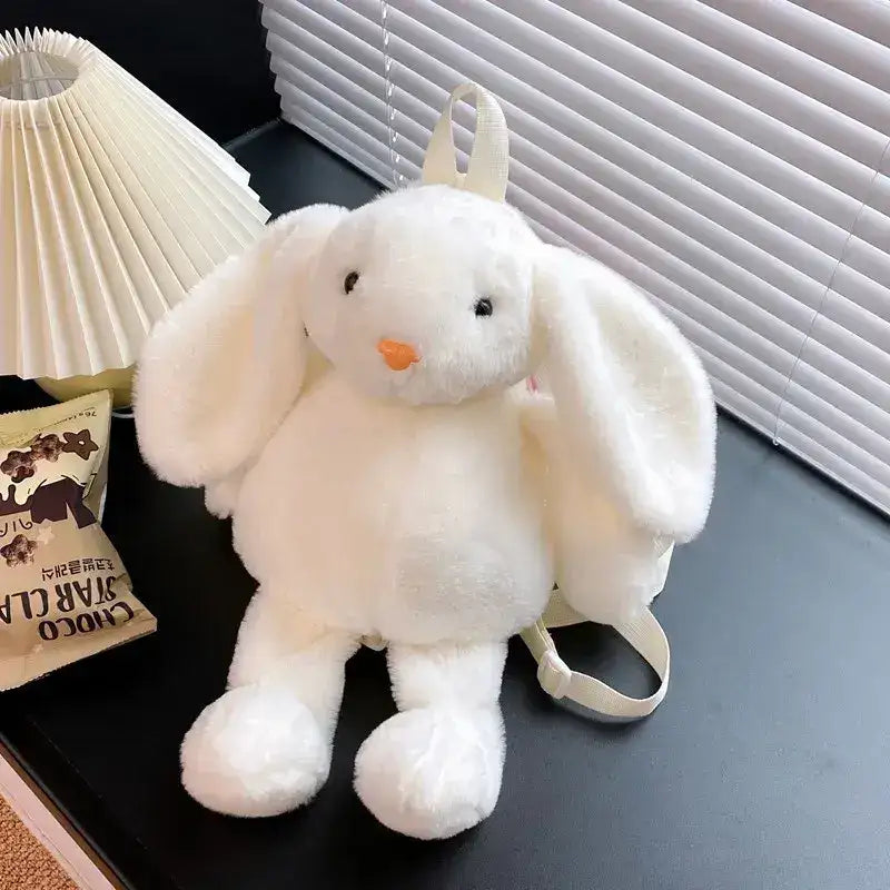 Plush Rabbit Backpack - White