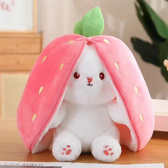 Strawberry & Carrot Bunny Plush - Strawberry / 7 inches