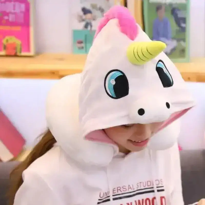 Unicorn Neck Pillow With Hood - One size