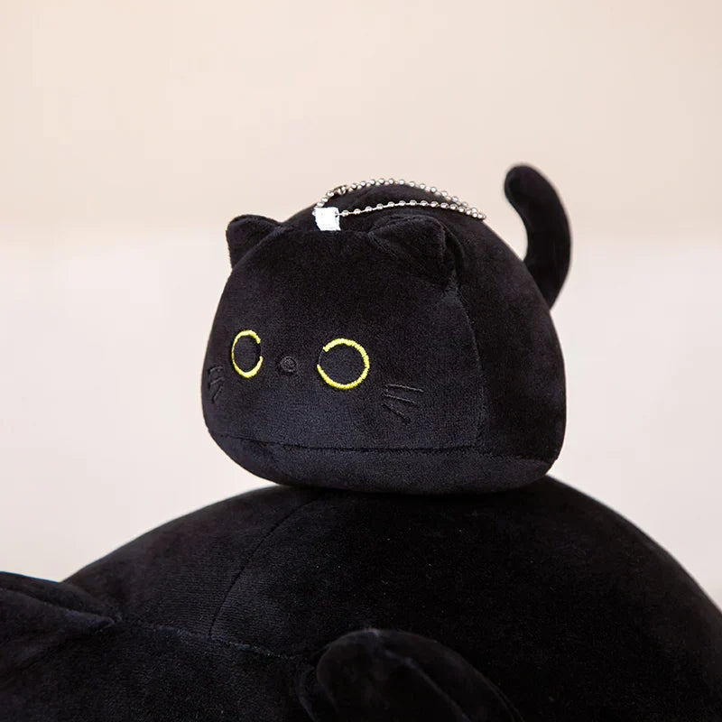 Black round cat plush