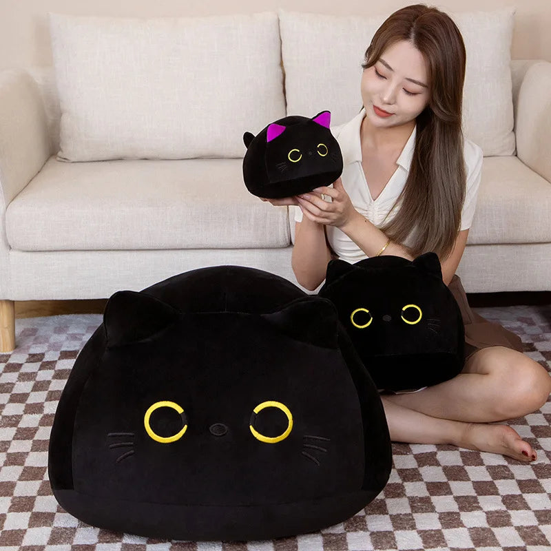 Black round cat plush