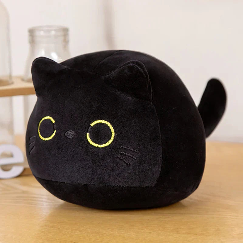 Black round cat plush - Black / 5.9