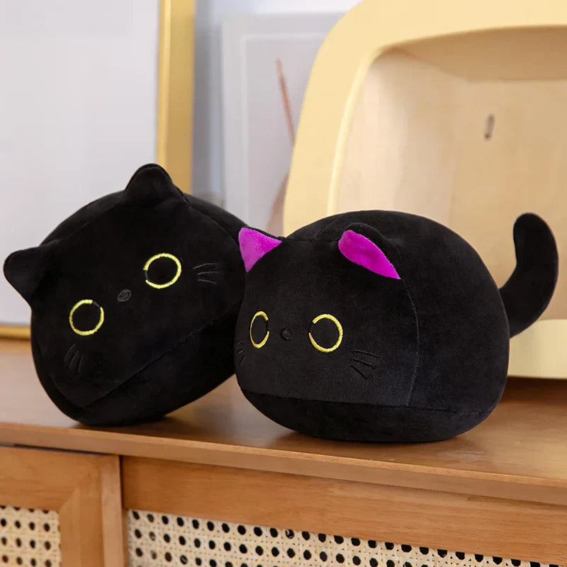 Black round cat plush