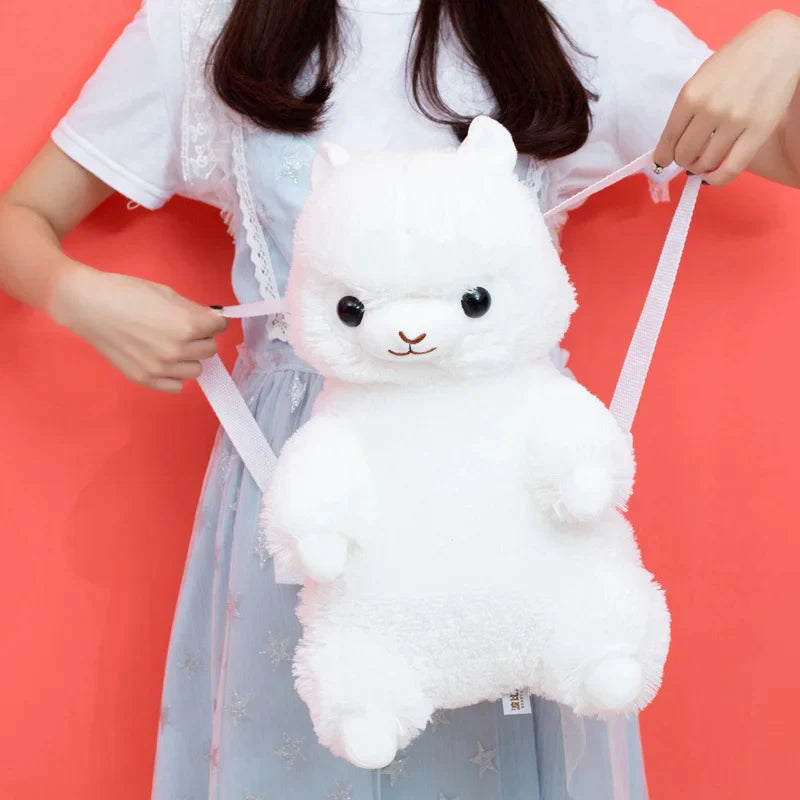 Alpaca Plush Backpack - One size / White