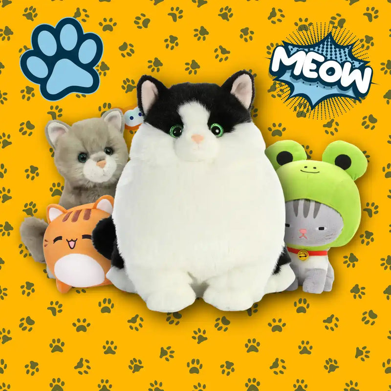 Assorted plush cat toys.