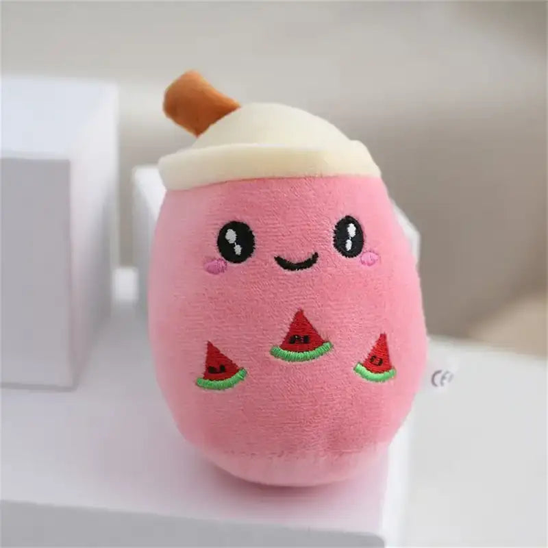 Bubble Tea Plush Keychain - Red