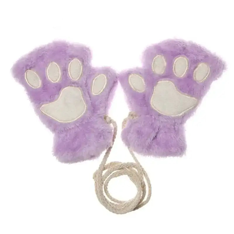 Bunny Paw Gloves - purple