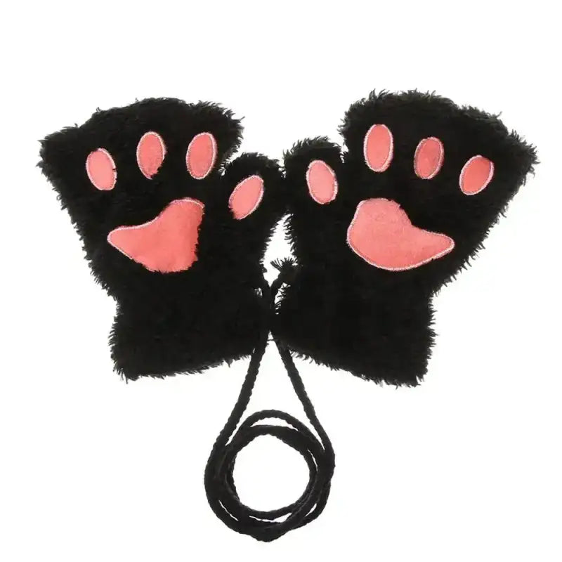Bunny Paw Gloves - black