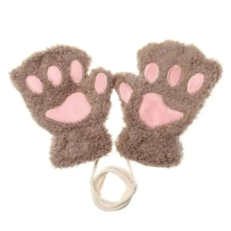 Bunny Paw Gloves - khaki