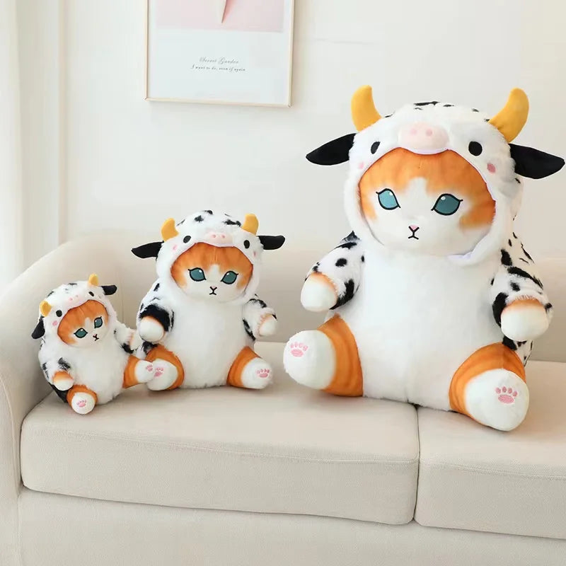 cat in cow costume plush