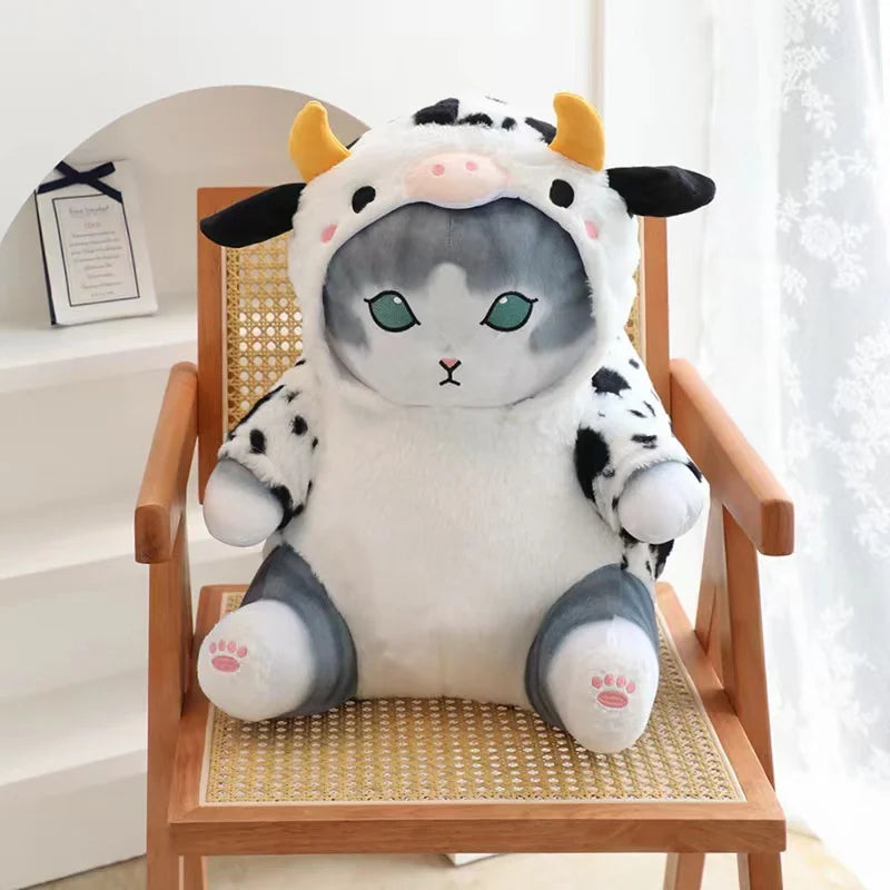 Cat in Cow Costume Plush - Grey / 7.8 inch