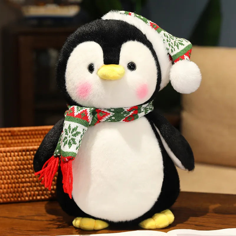 Christmas Penguin Stuffed Animal - Green / 9.8 inches