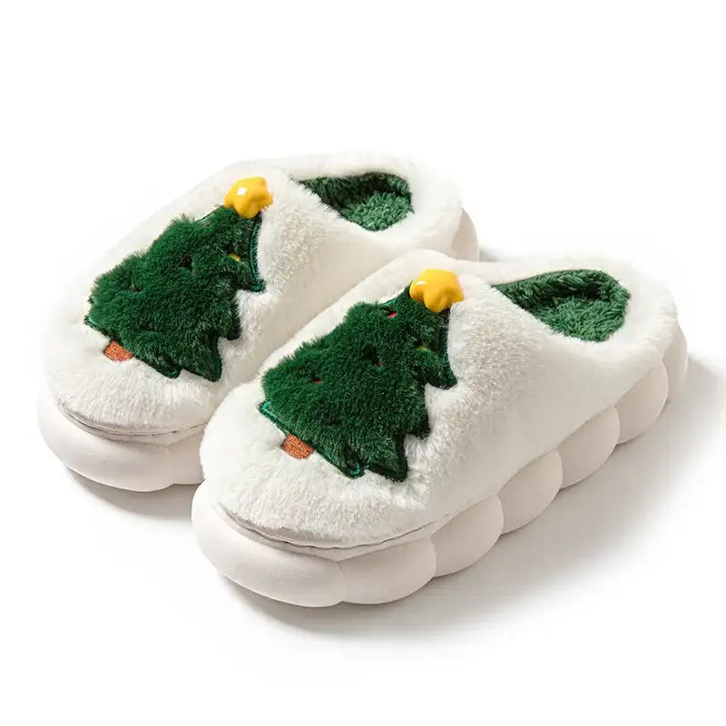 Christmas Tree Slippers - White / 36-37