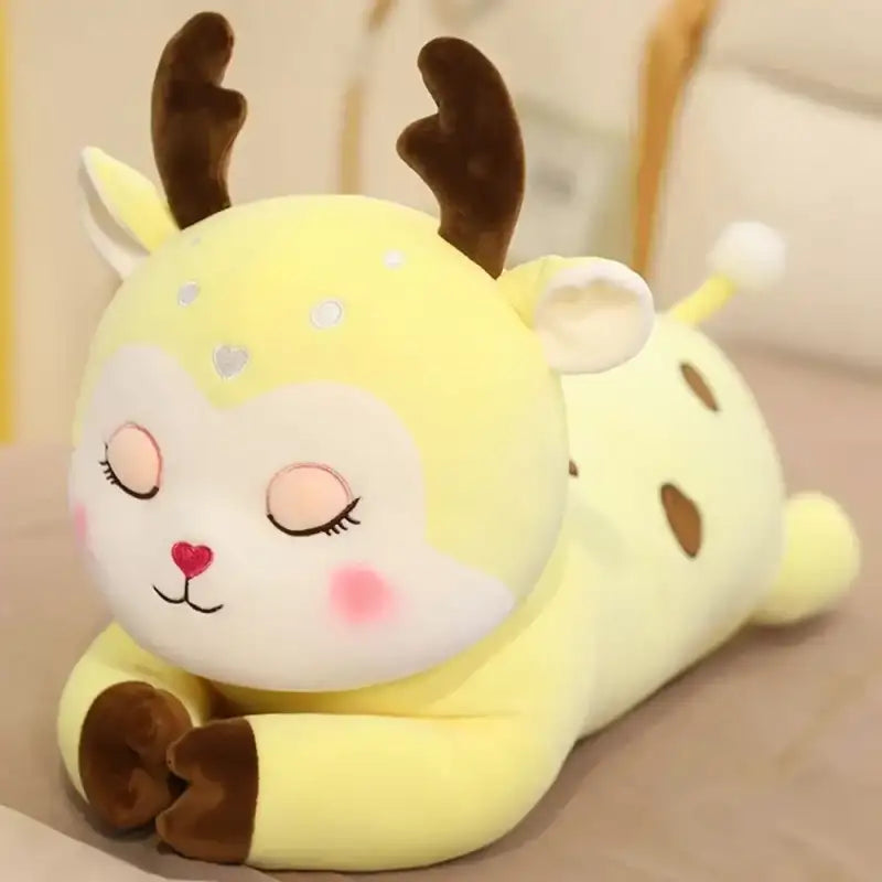 Deer Plush Pillow - Yellow