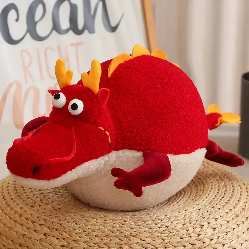 Red fat dragon plush toy cute stuffed animal gift idea