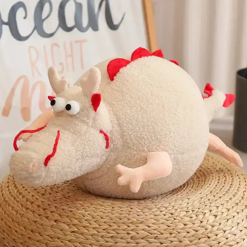 Fat dragon plush white variant 23.6 inch soft dragon toy