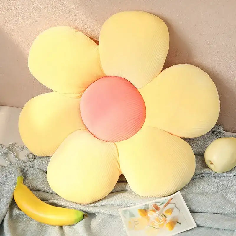 Flowers Plush Pillow - Yellow