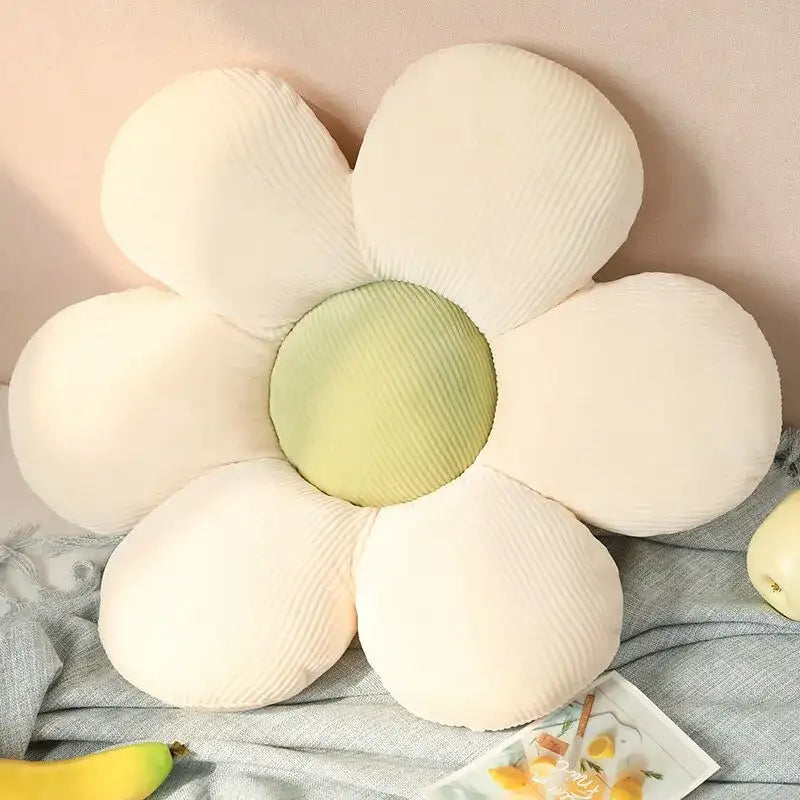 Flowers Plush Pillow - White