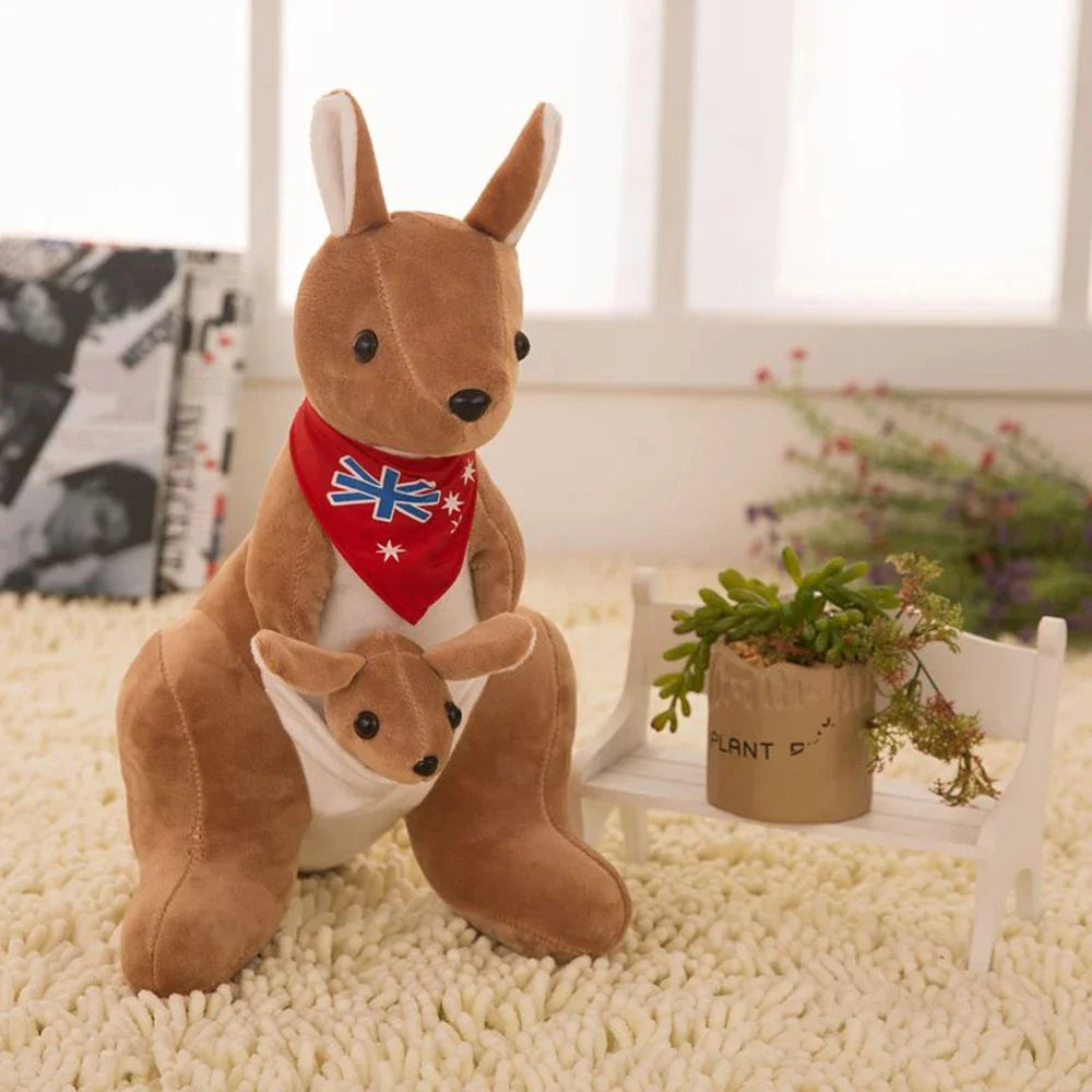 kangaroo with joey stuffed animal - Light yellow 1 / 28cm