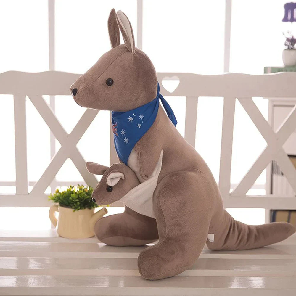 kangaroo with joey stuffed animal - gray / 28cm