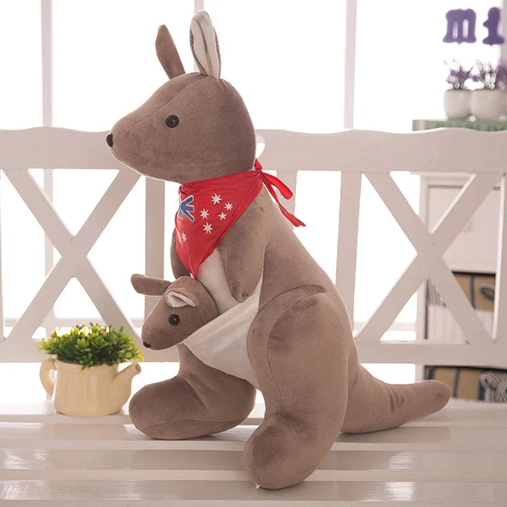 kangaroo with joey stuffed animal - gray 1 / 28cm