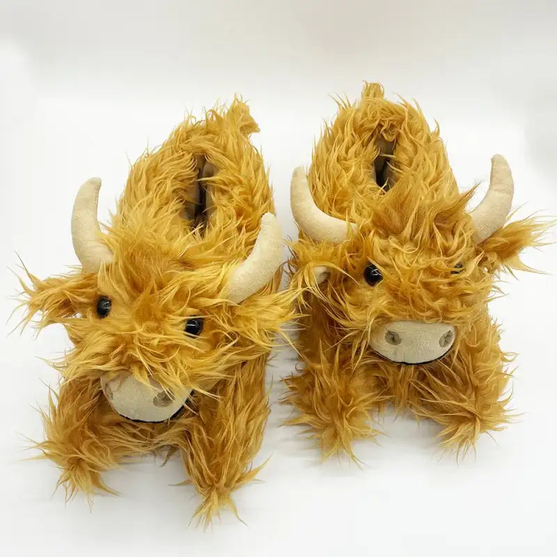 highland cow slippers - brown / 25.5cm fit 36-39