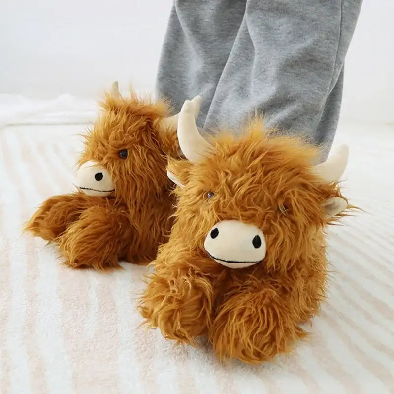 highland cow slippers