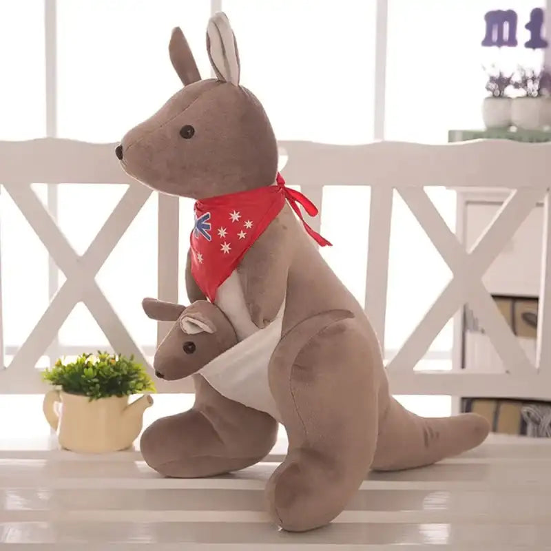 Kangaroo with Joey Stuffed Animal - gray 1