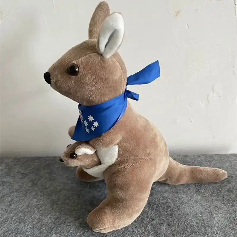 Kangaroo with Joey Stuffed Animal - Light brown