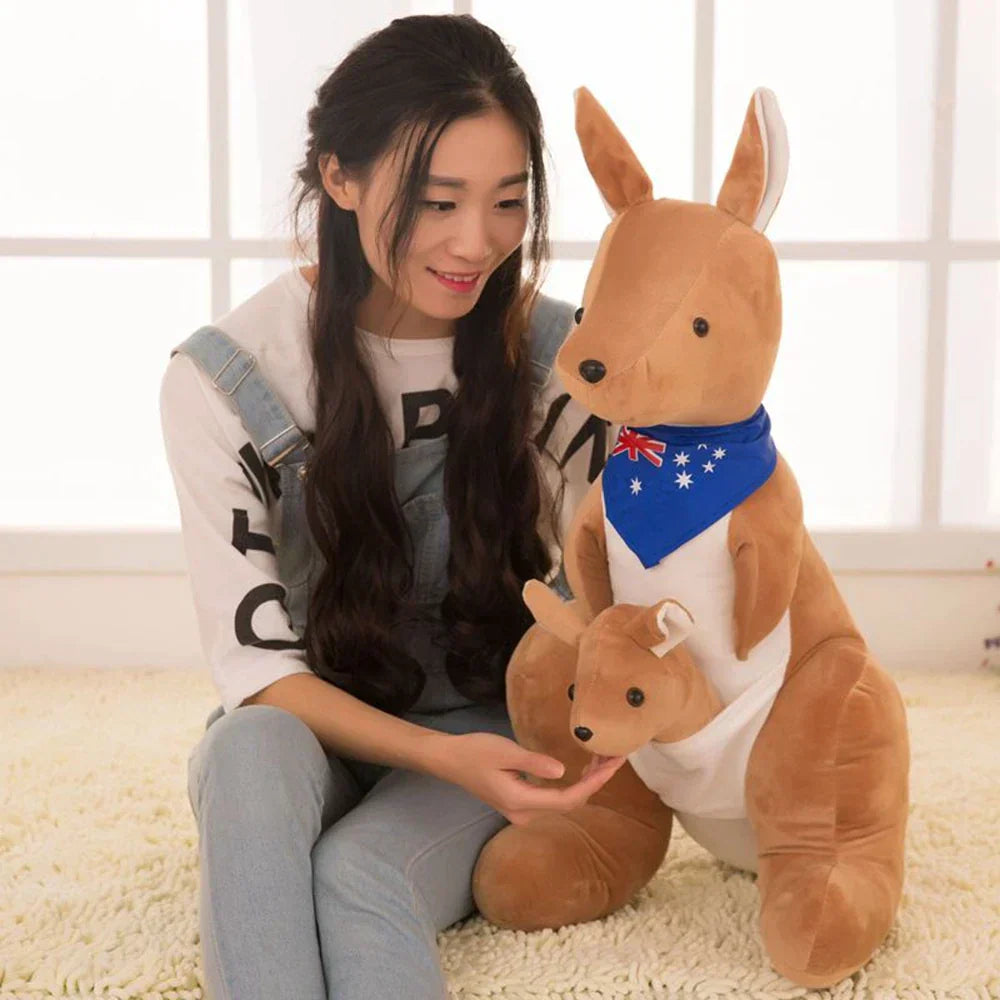 Kangaroo with Joey Stuffed Animal - Light yellow