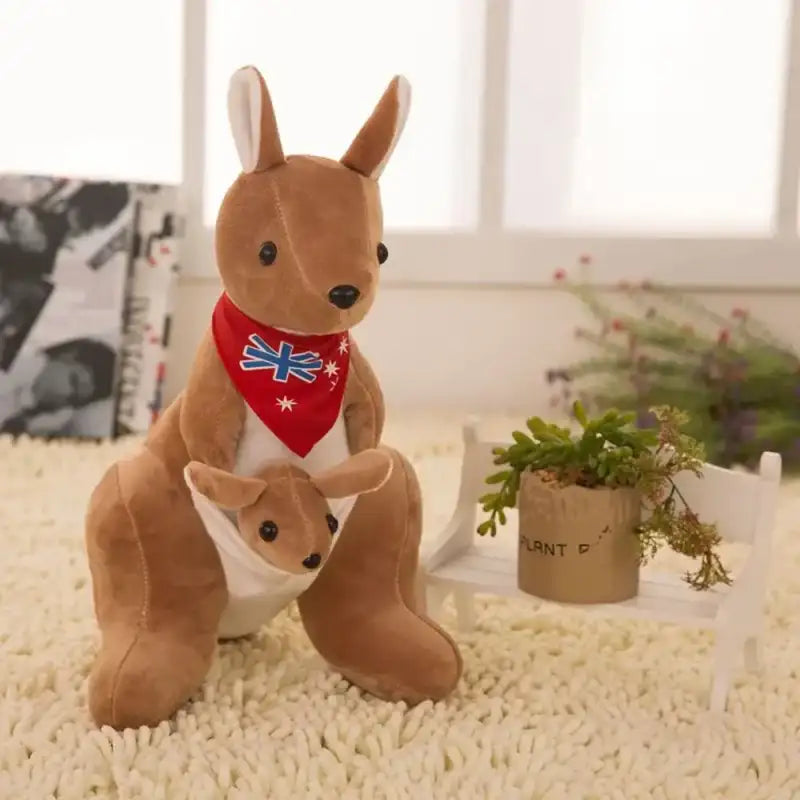 Kangaroo with Joey Stuffed Animal - Light yellow 1