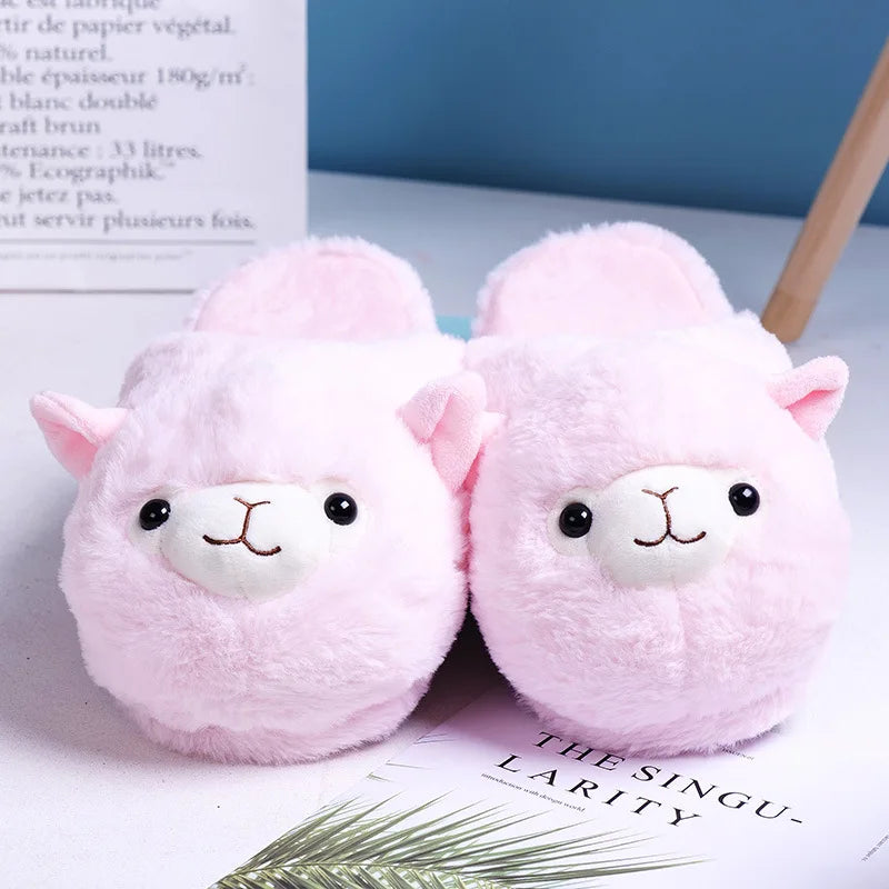 Llama Slippers - 5 / Pink