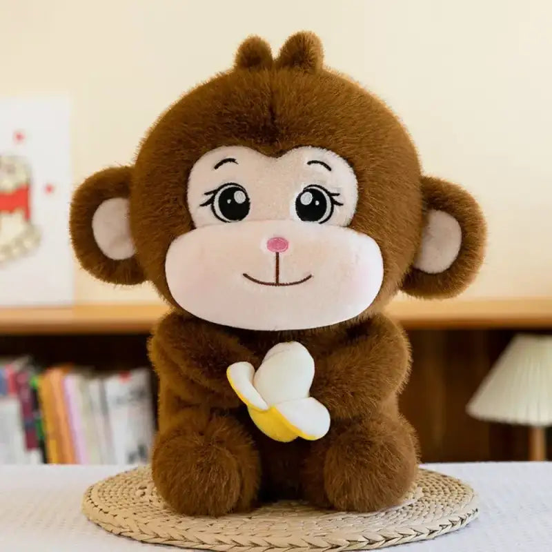 Monkey With Banana Stuffed Animal - Brown-8.66