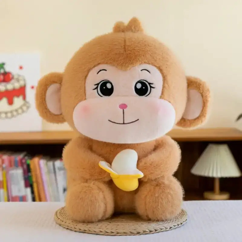 Monkey With Banana Stuffed Animal - Khaki-8.66