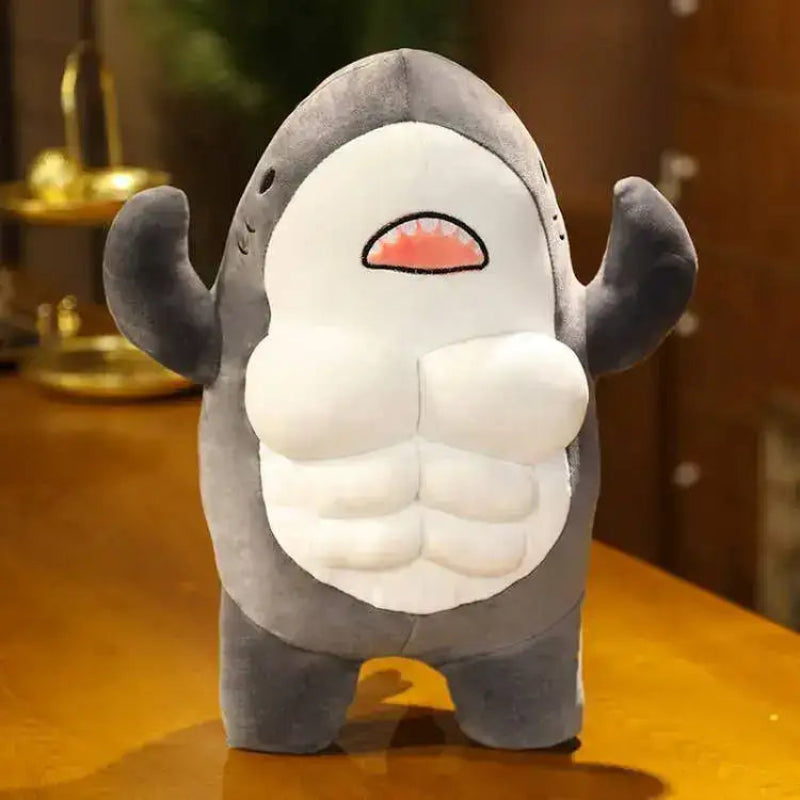 Muscle Shark Plush - Gray