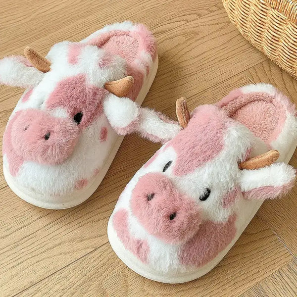 Pink Cow Slippers
