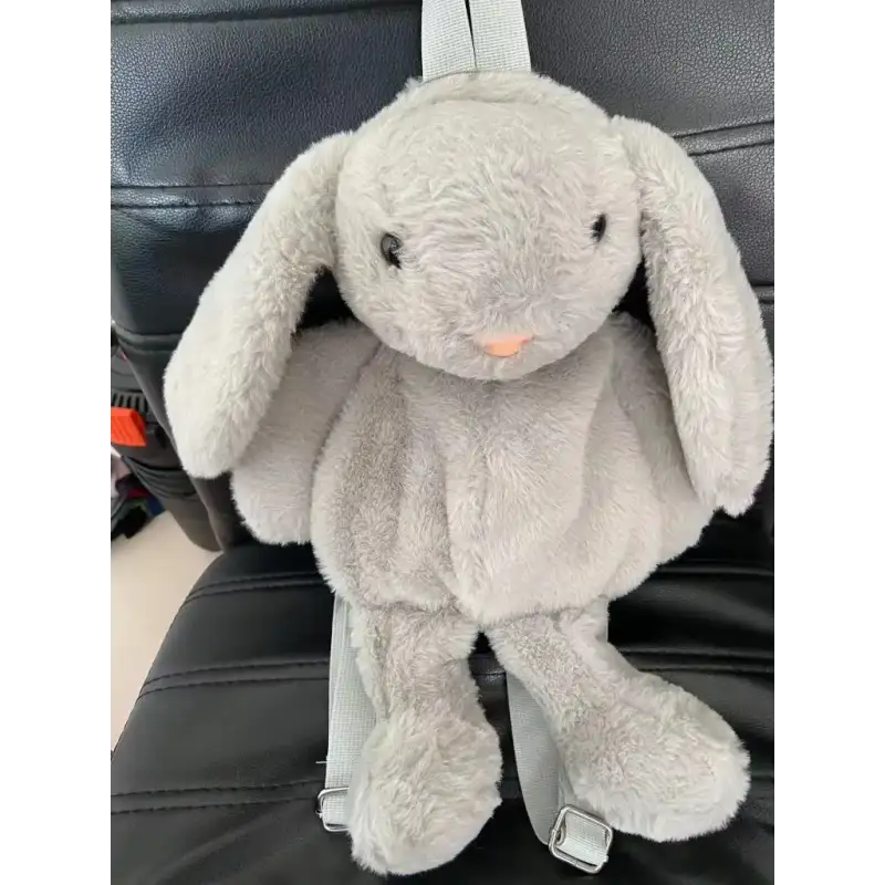 Plush Rabbit Backpack - Gray
