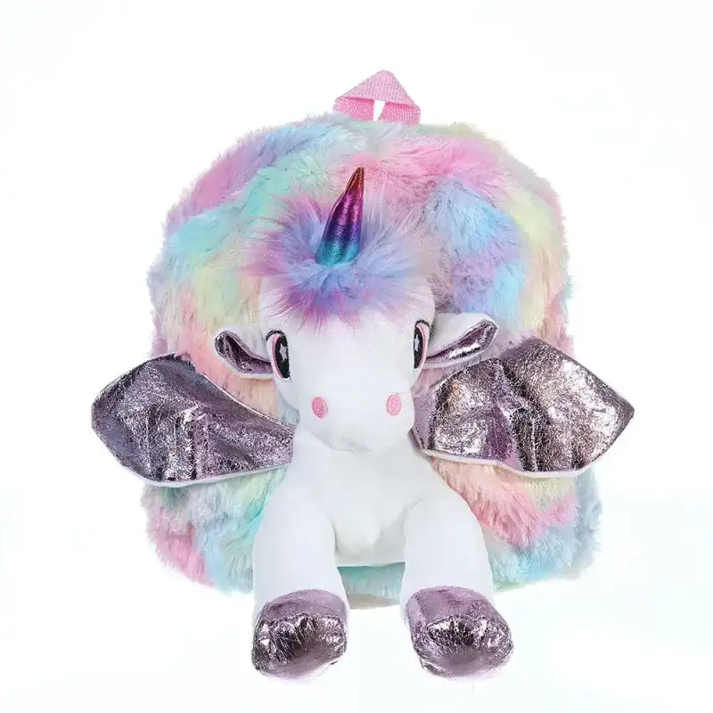 Plush Unicorn Backpack - Purple