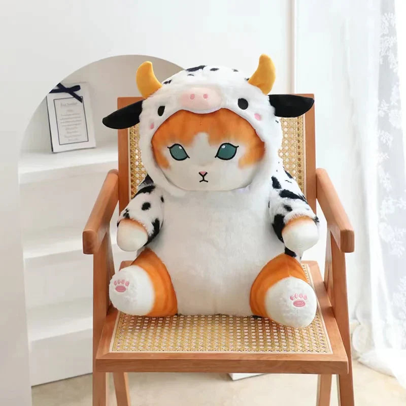 cat in cow costume plush - Yellow / 30cm