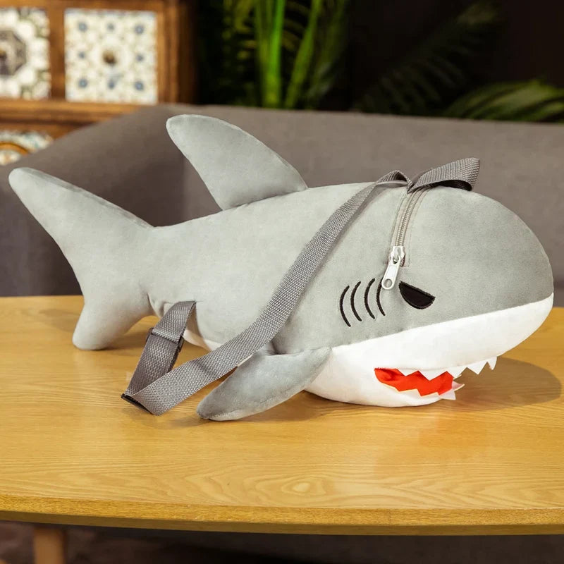 Shark Plush Backpack Gray / One size