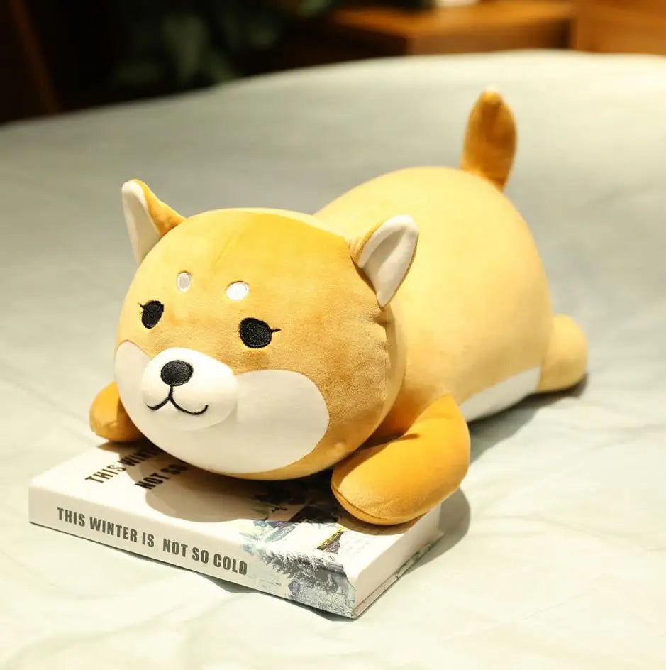 Shiba Inu Dog Plush Pillow - brown openeyes / 13.7 inches