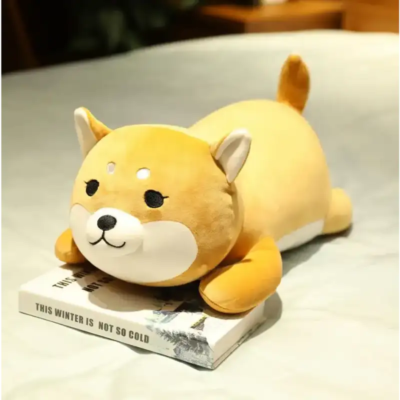 Shiba Inu Dog Plush Pillow - brown openeyes / 13.7 inches