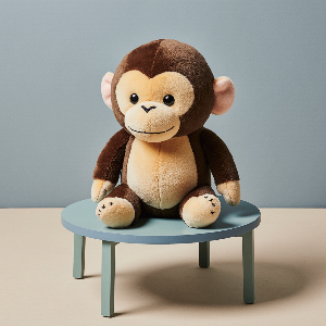 Stuffed brown monkey toy.